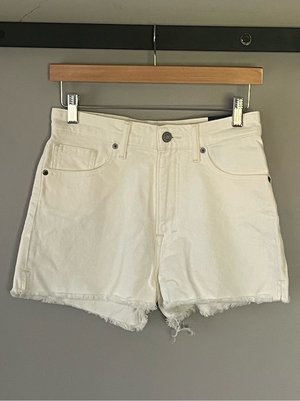 Lucky Brand White Frayed Hem Denim Shorts